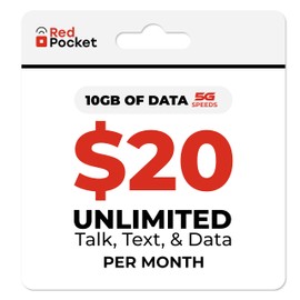 10GB High-Speed Data from RedPocket Mobile. Free SIM Card for AT&T-Compatible Phone. Unlimited Data, Talk, & Text