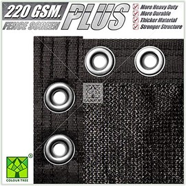 ColourTree Plus Extra Heavy Duty Fence Privacy Screen Mesh Cover - Commercial Grade 220 GSM - Heavy Duty - 3 Years Warranty (6' x 50', Black)