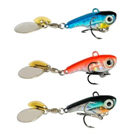 Gxamz Tail Spinner Hard Metal Lures VIB Fishing Baits Jigging Spoons with Treble Hook Kit Sinking Blade Bait for Bass Trout Freshwater (0.5oz(14g)-10#-3pc)