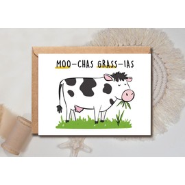 DeborahGift Moo-Chas Grass-Ias Card - Funny Thank You Card - Muchas Gracias Card - Thank You Cards Colleague Card - Special Thankyou Card - Goodbye Postcard - Friend Thankyou Card