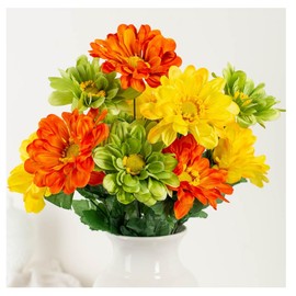 Factory Direct Craft Mixed Artificial Gerbera Daisy Bouquet - Silk Flower Daisies for Spring Arrangements and Summer Displays (18 Inches High)