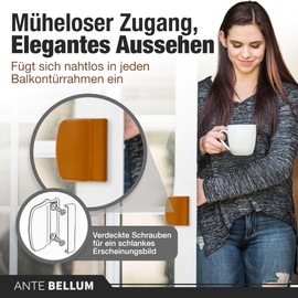 Ante bellum Balcony Door Handle – Versatile Door Handle for Balcony, Patio and Fly Screen Doors, Patio Door Handle Including Screws, Easy Installation without Drilling, Timeless Look in Clay Brown