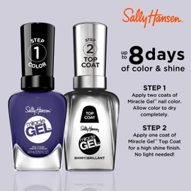 Sally Hansen Miracle Gel Salon Quality Nail Polish | Gel-Like Formula, Two-Step System, No UV Light Needed, Long Lasting | Opaque, Glossy | 605 Desert Reign | Dark Purple Nail Color