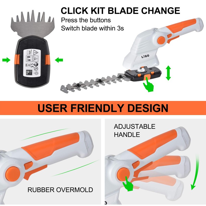 LIGO 2-in-1 Cordless Grass Shear and Shrub Trimmer, 7.2V Lightweight