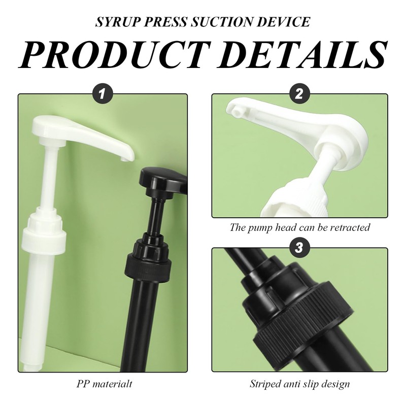 YSDYY 6 Pieces Syrup Pump, Press Pump Head Set, Reusable