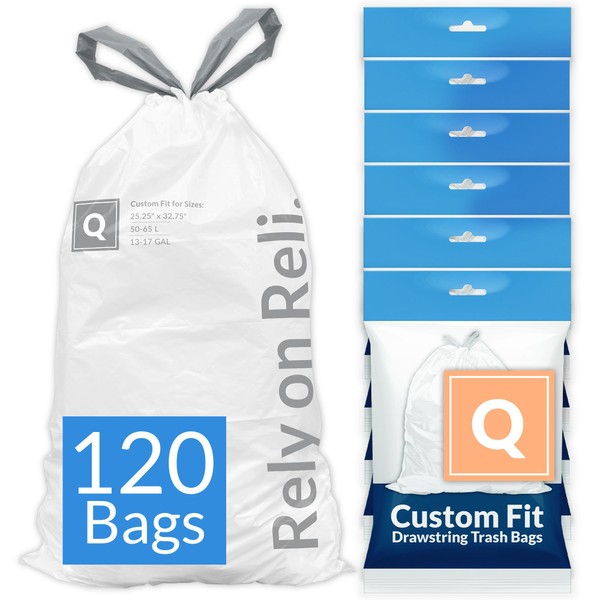 Reli. Custom Fit Q Trash Bags (120 Count) Fits Simplehuman