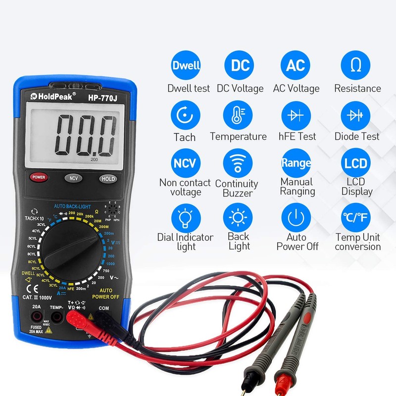 Digital Multimeter HP-770J Automotive Multimeter Engine Analyser Manual Ranging NCV