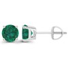 925 Sterling Silver 6mm Round Created Green Emerald May Birthstone