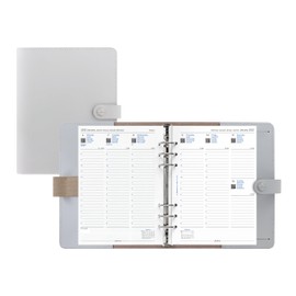 Filofax The Original Organizer, A5 Size, Stone - Leather, Six Rings, Week-to-View Calendar Diary, Multilingual, 2025 (C026067-25)