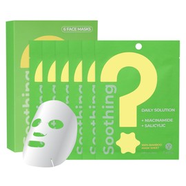 FreeGo Soothing Daily Solution Niacinamide Salicylic Acid Facial Mask Sheet (6-Pack) | K-Beauty Skincare to Repaired Soothed Skin