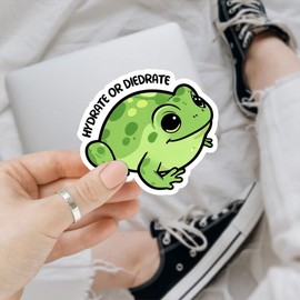 3Pcs Hydrate or Diedrate Frog Bumper Sticker, Hydrate Or Diedrate Sticker, Sarcastic Stickers, Frog Die-Cut Waterproof Vinyl Sticker - Stickers for Laptop Water Bottle Phone Car Helmet 3"