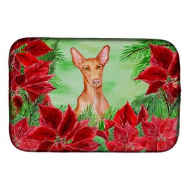Caroline's Treasures CK1362DDM Pharaoh Hound Poinsettas Dish Drying Mat Absorbent Dish Drying Mat Pad for Kitchen Counter Dish Drainer Mat for Countertop, 14 x 21", Multicolor