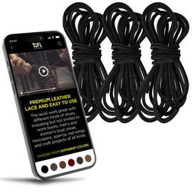 Welders Leather Boot Laces Will Not Melt Have a Spare When You Need Them | 108 inches Long | 6 Leather Strips [3 Pairs] | Black