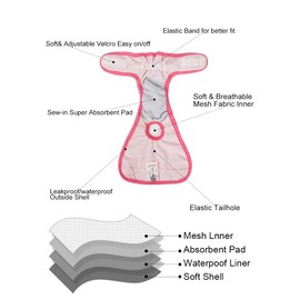 BePetMia Washable Nappies for Dogs, Reusable Dog Nappies, Environmentally Friendly Sanitary Towels Panties for Female Pets (Beige, M: 28-40 cm)