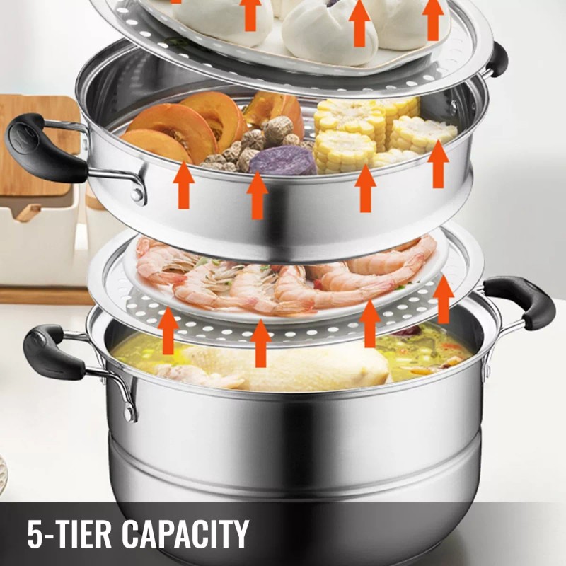 Vevor Olla De Vapor 5 Niveles Vapor De Alimentos Calefacción