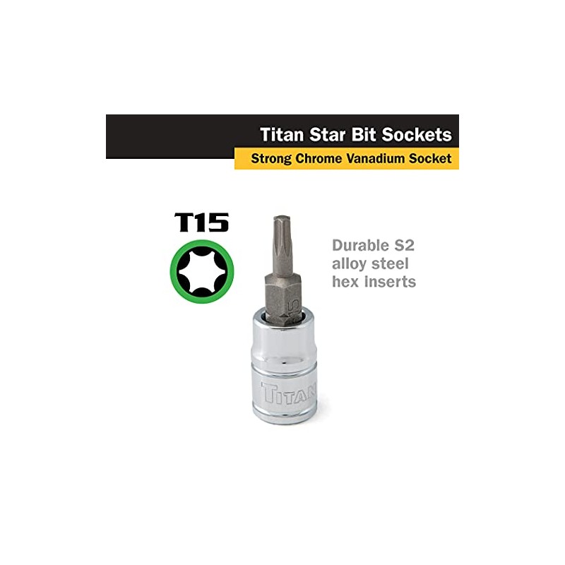 Titan Tools 66915 1/4-Inch Drive x T15 Star Bit Socket