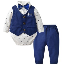 Famuka Baby Suits, Baby Boy Jackets, Christening, Wedding, Baby Clothing Set, Blue 3, 3 Monate