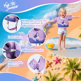 Toddler Swim Vest, Toddler Floaties Fit 20-66LBS, Swim Vest for Toddlers Learning to Swim, Puddle Kids Jumper with Adjustable Strap, Swim Jacket Arm Floaties for Baby Boys Girls 1-7 Years Old