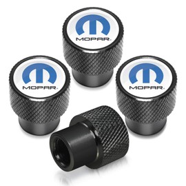 iPick Image for Mopar in White on Black Aluminum Tire Valve Stem Caps