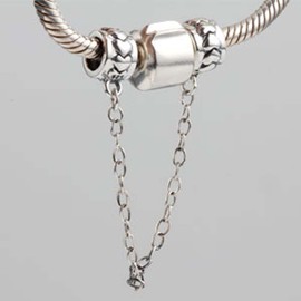 Clasp Safety Chain Charm 925 Sterling Silver Clip Stopper Charm Spacer Charm for Bracelet (G)