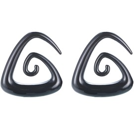 1 Pair Black Triangle 1.6 mm (14 G) Acrylic Expander Spiral Plugs Tunnel Taper Expander Acrylic Taper Set Earrings Stretcher Piercing Spiral Ear Expander Women Men, Acrylic, No gemstone