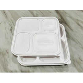 [100 Count/50 Sets] 4-Compartment Namaste Tray-Lid Combo - Bento, Stackable, To-Go Adult Lunchable Easyboxes Snack Containers, Custom-Fit Lids to Seal in Freshness - Disposable Food Storage Meal Prep