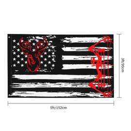 Vintage Deer Hunting US Flag Super Polyester flag 3x5 Foot Banner with 2 Grommets for Outdoor Home Decor