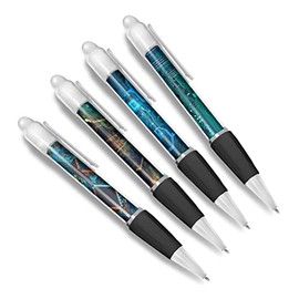 DV DESIGN Set of 4 Circuit Board White Ballpoint Pens - Computer Motherboard Technology Electronics Pattern Boys Girls Men Women Theme Pen #79414