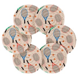 Tennis Rackets Balls Coasters for Drinks Set of 6 Woven Drink Coaster Set Absorbent for Housewarming Gift Coffee Table Home Decor