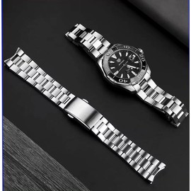 London Craftwork STAINLESS STEEL SPORTS WRISTBAND FOR TAG HEUER Aquaracer 300 Series WAY211 WAY111A, Stainless Steel, No Gemstone