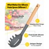 Pack of 2 Spaghetti Spoon, Silicone Pasta Fork with Wooden