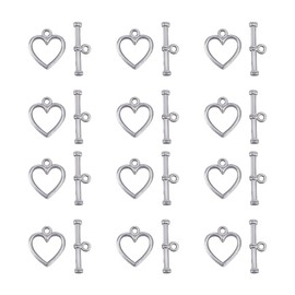 UNICRAFTALE 12 Sets Stainless Steel Toggle Clasps Heart Toggle Clasps T-bar Closure Clasps Neckalce Toggle Clasps Heart Jewelry Connectors End Clasps for DIY Necklace Bracelet Making