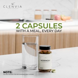 Organic Moringa Capsules 1000mg – 100% Pure Moringa Leaf Powder – Premium Quality Green Superfood Supplement – Rich Botanical Source with Natural Plant-Based Ingredients – 90 Capsules – Made in USA