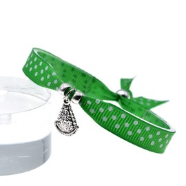 BDM Virgen del Rocío Bracelet Red Fabric with White Polka Dots, 28 cm, Fabric