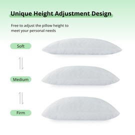 EGOHOME Shredded Memory Foam Pillows, Adjustable Bed Pillows for Side, Back or Stomach Sleepers, Neck Pillows for Sleeping, Queen Size Pillow with Removable Cover(1 PC)