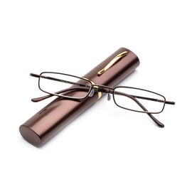 Newbee Fashion - Tube Readers Easy Compact On The Go Small Compact Pen Clip Portable Aluminum Hard Case Classic Spring Hinges Create Your Own Pack