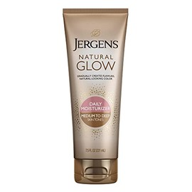 Jergens Loción bronceadora sin sol natural, tono de piel medio a bronceado, hidratante diario, con antioxidantes y vitamina E