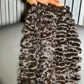 Wholesale Natural Indian Human Hair Bundle Cuticle Aligned Bouncy Kinky Curly Raw Burmese Curly Hair Bundles Cambodian Wavy Wavecolor: 1 Natural Wavy, Stretched Length: 20 Inches