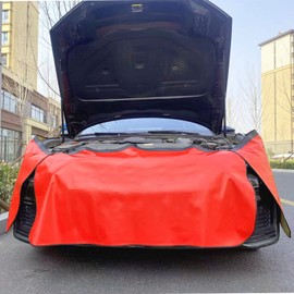 QUYDDC Thicker Fender Covers for Mechanic Mat Accessories with Strong Magnet and Hooks Convenient Fixation, Waterproof Synthetic Leather Resistant to Corrosion Anti Slip and Waterproof- Red Small