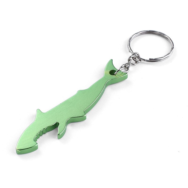 Komonee Shark Green Bottle Opener Key Chain Metal Sea Life