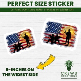 Patriotic American Soldier Sticker, Military USA Flag Decal, Armed Forces Vinyl Graphic, Remembrance Sticker, Independence Day Decor - 5-Inch Sticker - 2-Pack - CCSTICKER00233