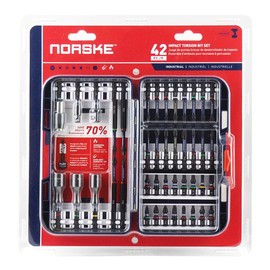 Norske Tools NIBPI703 42pcs Screwdriver Bit Set, Impact Torsion, PH Bits, SQ Bits, TORX Bits, Socket Adapters, Nutsetters, Magnetic QC Bit Holder