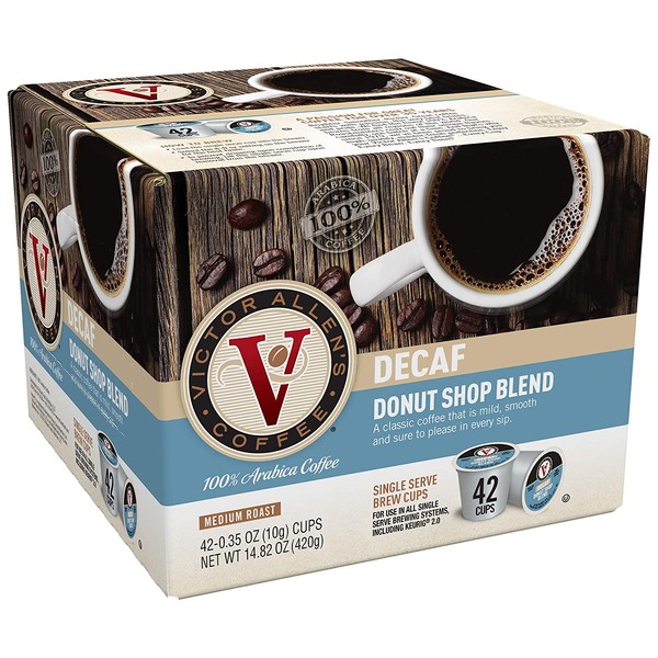 Victor Allen's Coffee Decaf Donut Shop Blend, Medium Roast, 42 Count Single Serve Coffee Pods for Keurig K-Cup Brewers