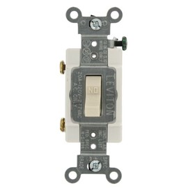 Leviton CSB1-20T 20-Amp, 120/277-Volt, Toggle Single-Pole AC Quiet Switch, Commercial Grade, Grounding, Light Almond