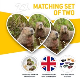 2 x Heart Stickers 15 cm - Capybara Swimming Family Fun Decals for Laptops,Tablets,Luggage,Scrap Booking,Fridges, #21314