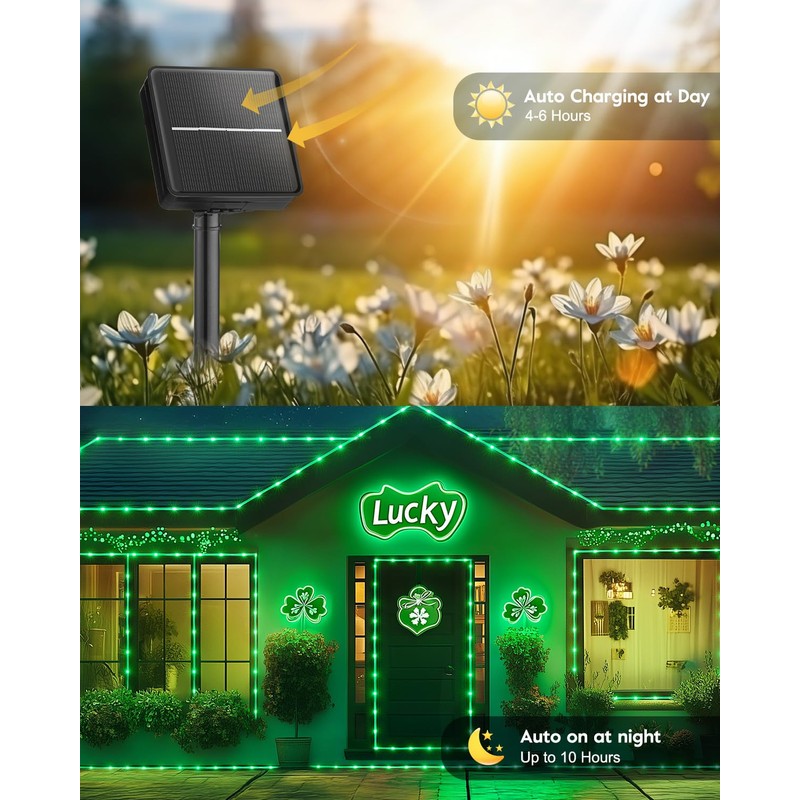 Brightown Solar String Lights Outdoor, 2 Pack 78FT 200LED Rope