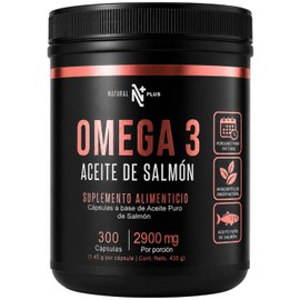 Natural Plus Omega 3 Aceite de Salmón 300 Cápsulas Softgel | Alta Concentración 2900 mg con EPA y DHA | Apoyo Cardiovascular, Cerebral y Articular | Suministro de Alto Rendimiento