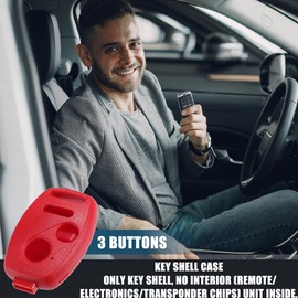 X AUTOHAUX 3 Buttons Keyless Entry Remote Key Fob Shell Case Kit for Honda CR-V CR-Z Fit Odyssey Pilot Ridgeline Accord Crosstour with Mini Screwdriver Red