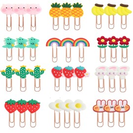 ELANE 36 pcs Silicone Paper Clips Bookmarks Dispenser Bookmark Memo Clip for Kids School Teacher Office Supply Student Stationery.