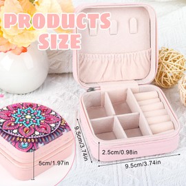 SHEGZHUC Pink Purple Mandala Diamond Painting Jewelry Storage Box Diamond Art Jewelry Storage Box for Rings Earrings Necklaces Bracelets Diamond Painting Organizer Box Portable for Girls Women Travel
